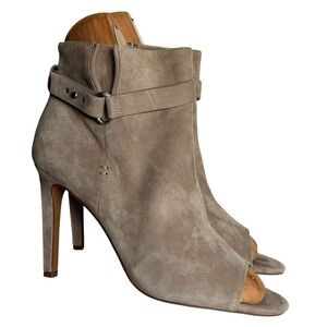 BCBGeneration Suede Peep Toe Ankle Booties Womens 9.5 Taupe Stiletto Heels